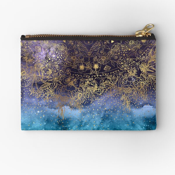 Gold floral mandala and confetti image Zipper Pouch