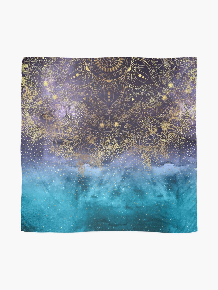 Alternate view of Gold floral mandala and confetti image Scarf