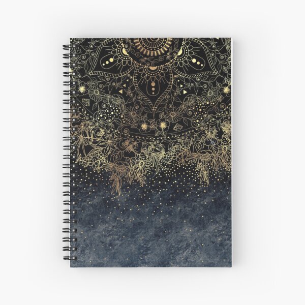 Stylish Gold floral mandala and confetti Spiral Notebook