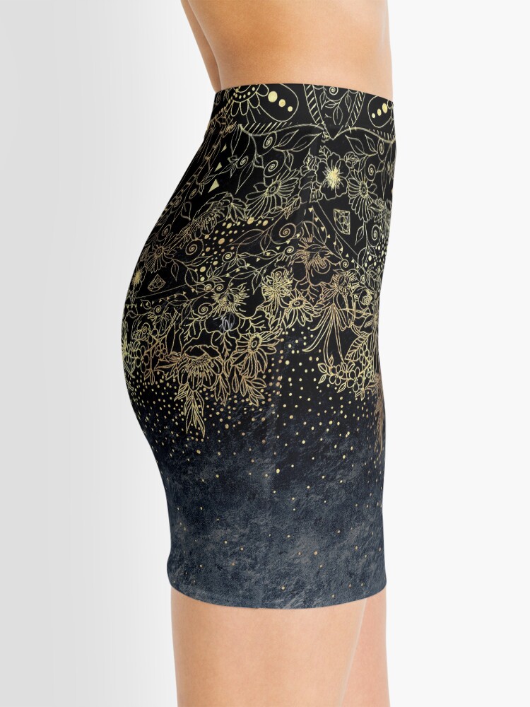 Alternate view of Stylish Gold floral mandala and confetti Mini Skirt