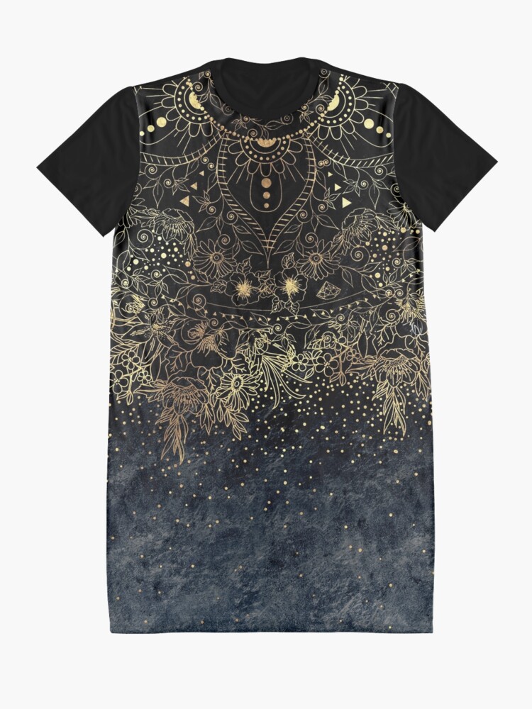 Alternate view of Stylish Gold floral mandala and confetti Graphic T-Shirt Dress