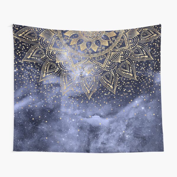 whimsical gold mandala confetti design Tapestry