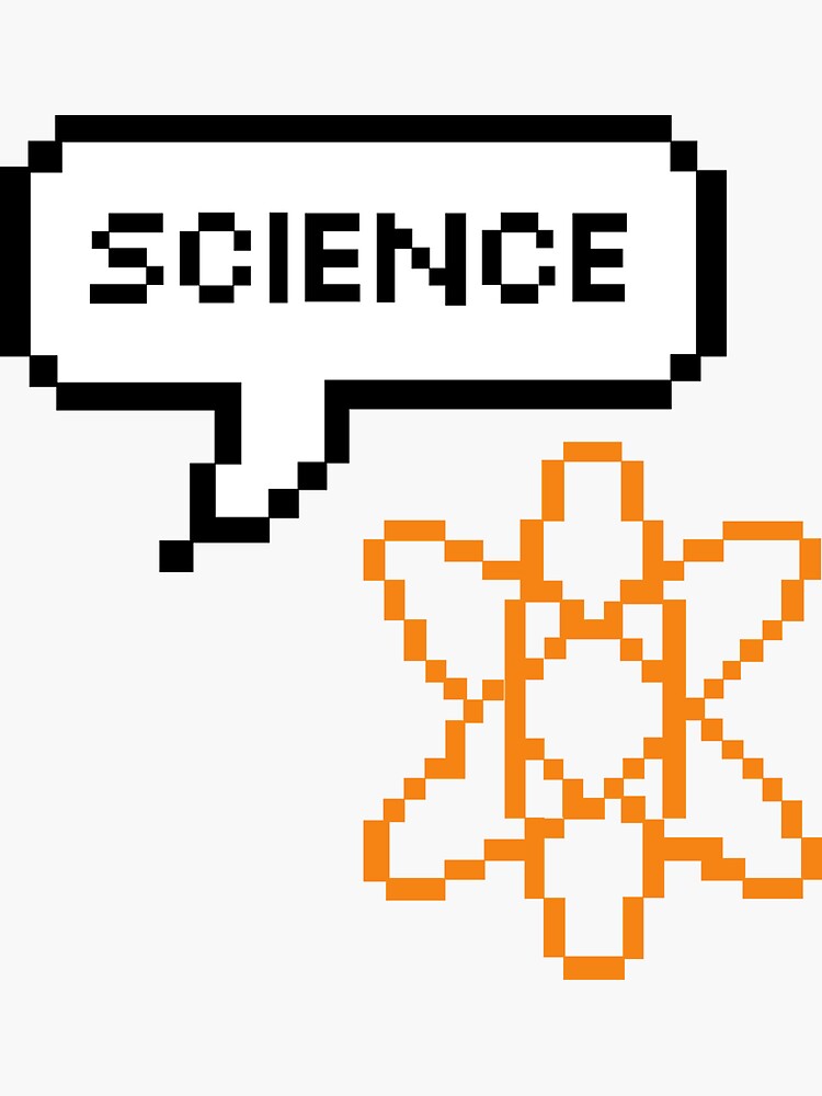 "Science and atom in pixel art" Sticker by hmbrttvr Redbubble