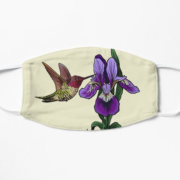 hummingbird and iris Flat Mask