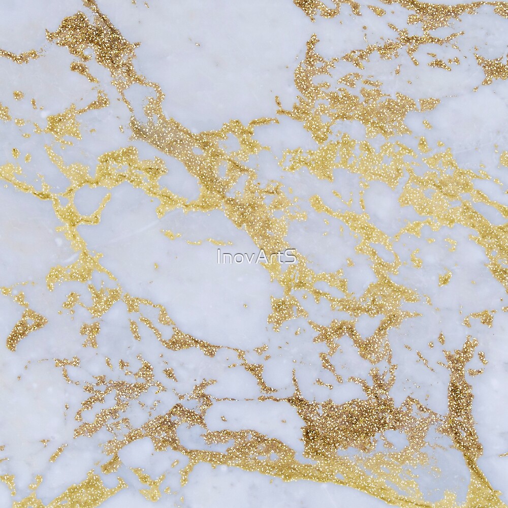 "Awesome trendy modern faux gold glitter marble" by InovArtS Redbubble