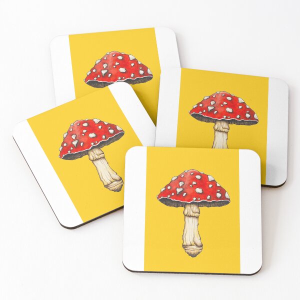 Item preview, Red Toadstool Mushroom Natural Nature Mustard Yellow designed and sold by Elysha Marie.