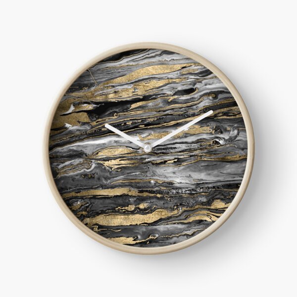 Stylish gold abstract marbleized paint Clock