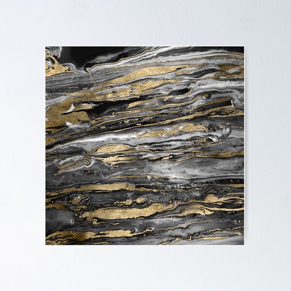 Item preview, Stylish Grey Gold Abstract Marble designed and sold by InovArtS.