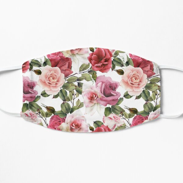 Face Mask with Pink, White and Red Roses Pattern Mask