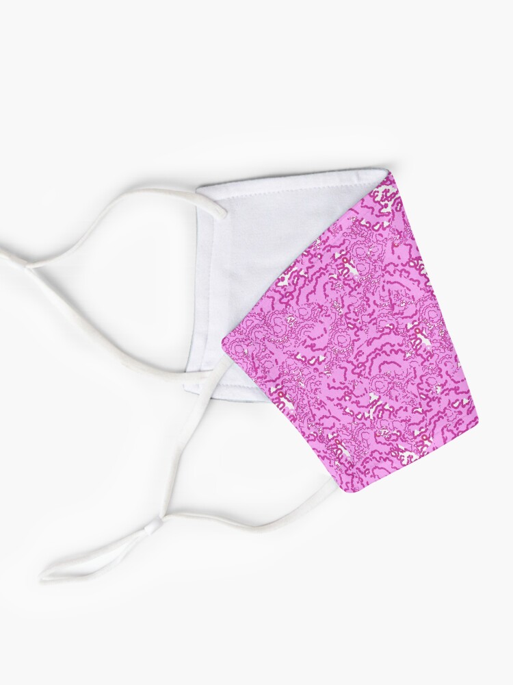 Alternate view of Cool cute swirls stars vibrant pink white pattern Mask