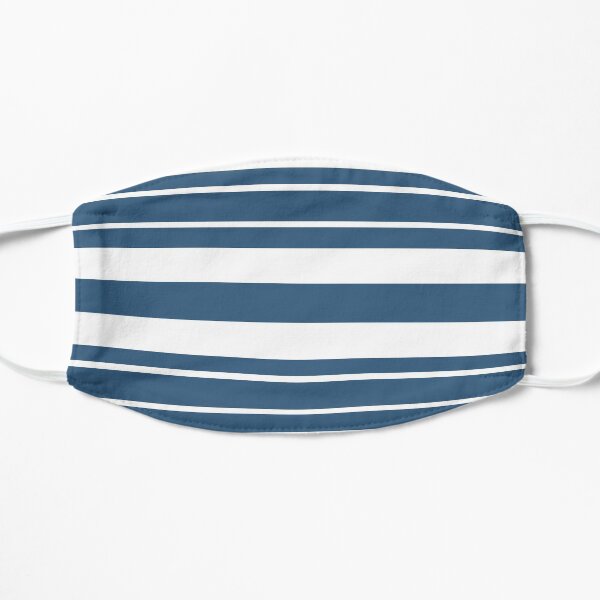 Teal blue and white stripe pattern Mask