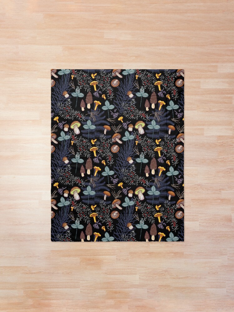 Alternate view of dark wild forest mushrooms Comforter