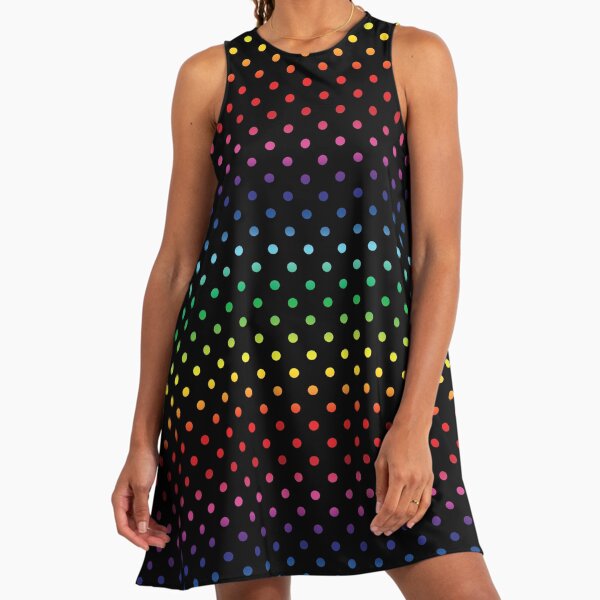 Rainbow Polka Dots on Black Background" A-Line Dress for Sale by wordznart | Redbubble Rainbow Polka Dots on Black Background" A-Line Dress for Sale by wordznart | Redbubble