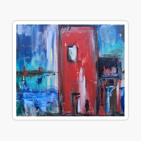 Red tower by the sea Sticker