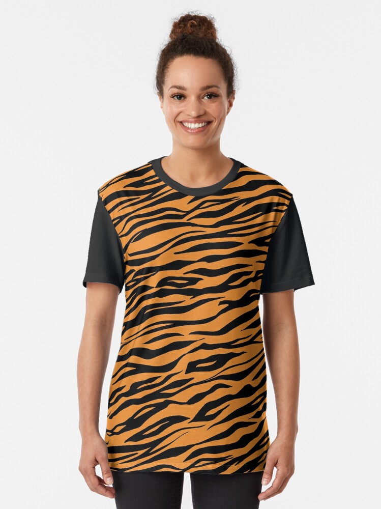 Orange Tiger Stripes Fur Animal Print  Graphic T-Shirt for Sale