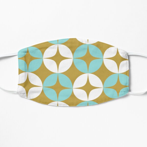 Atomic Age Neutra Pattern - Midcentury Modern Minimalism in Aqua, White, and Burnished Gold Flat Mask