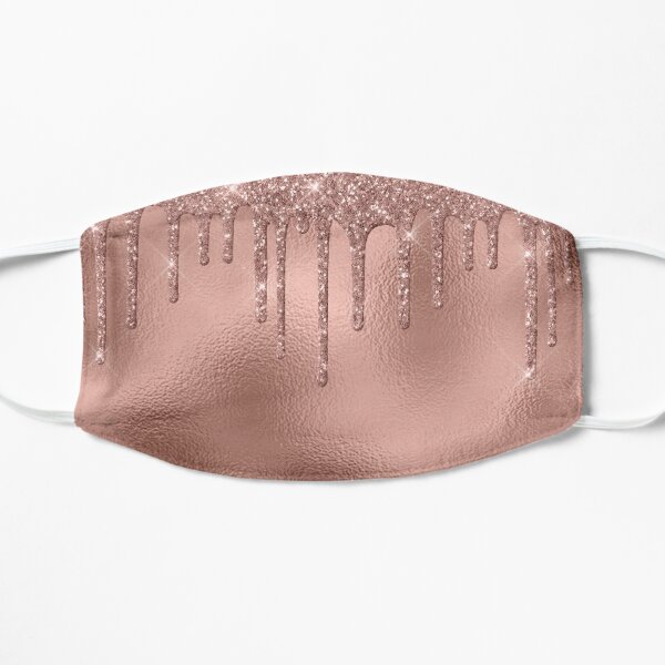Rose Gold Foil Glitter Drips Flat Mask