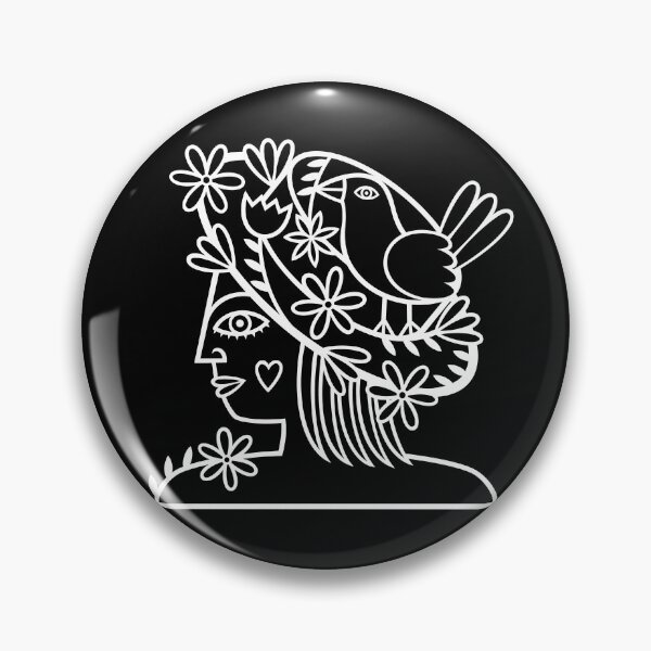 Item preview, Profile of Woman Wearing Hat With Flowers and Bird (negative/inverted B/W) designed and sold by wariana.