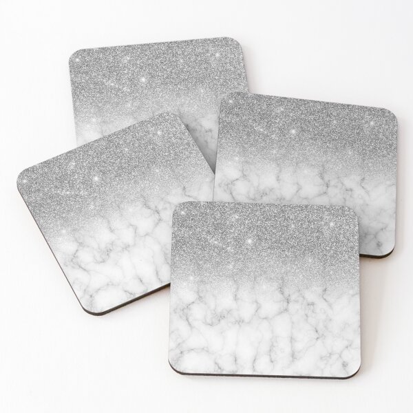 Item preview, Stylish Silver Glitter Ombre Marble  designed and sold by ColorFlowArt.