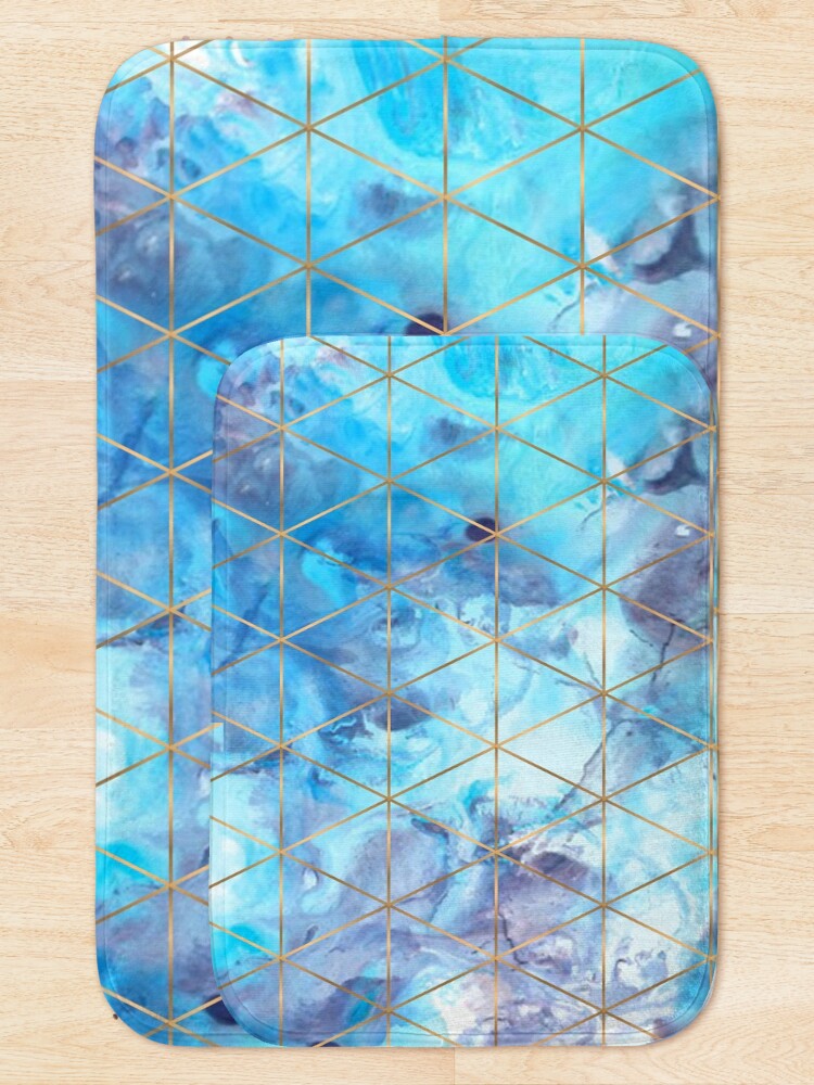 Alternate view of Geometric Pattern on Marble Background Bath Mat