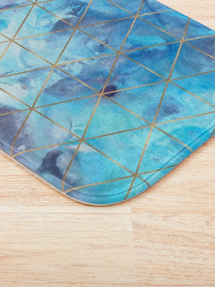 Alternate view of Geometric Pattern on Marble Background Bath Mat