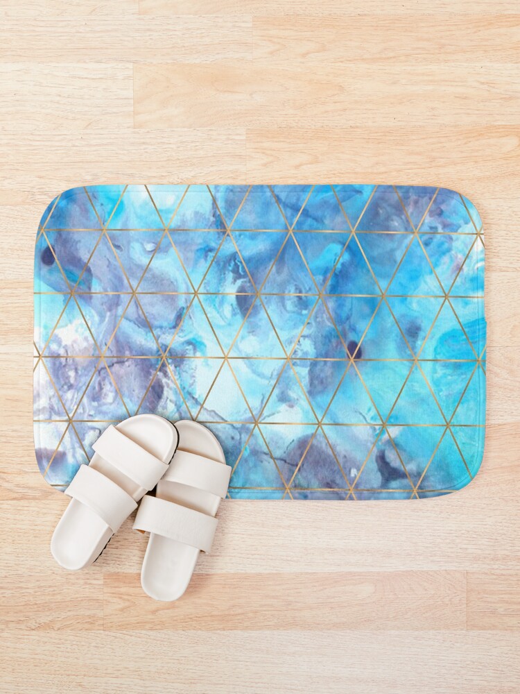 Alternate view of Geometric Pattern on Marble Background Bath Mat