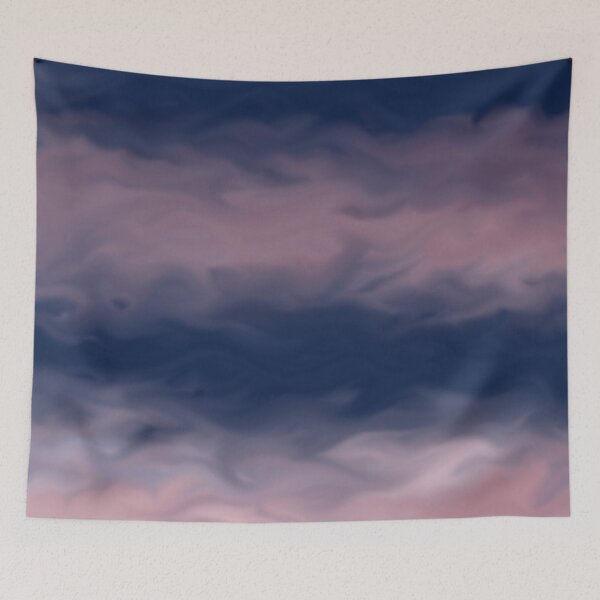 Item preview, Navy Blue Sky with Blush Pink Wavy Clouds designed and sold by thesnowwhyte.