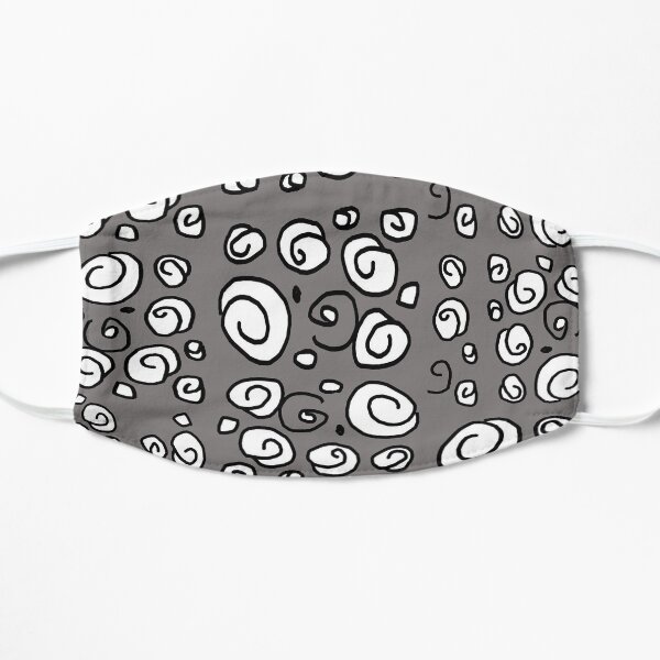 Swirl gray black and white pattern Flat Mask