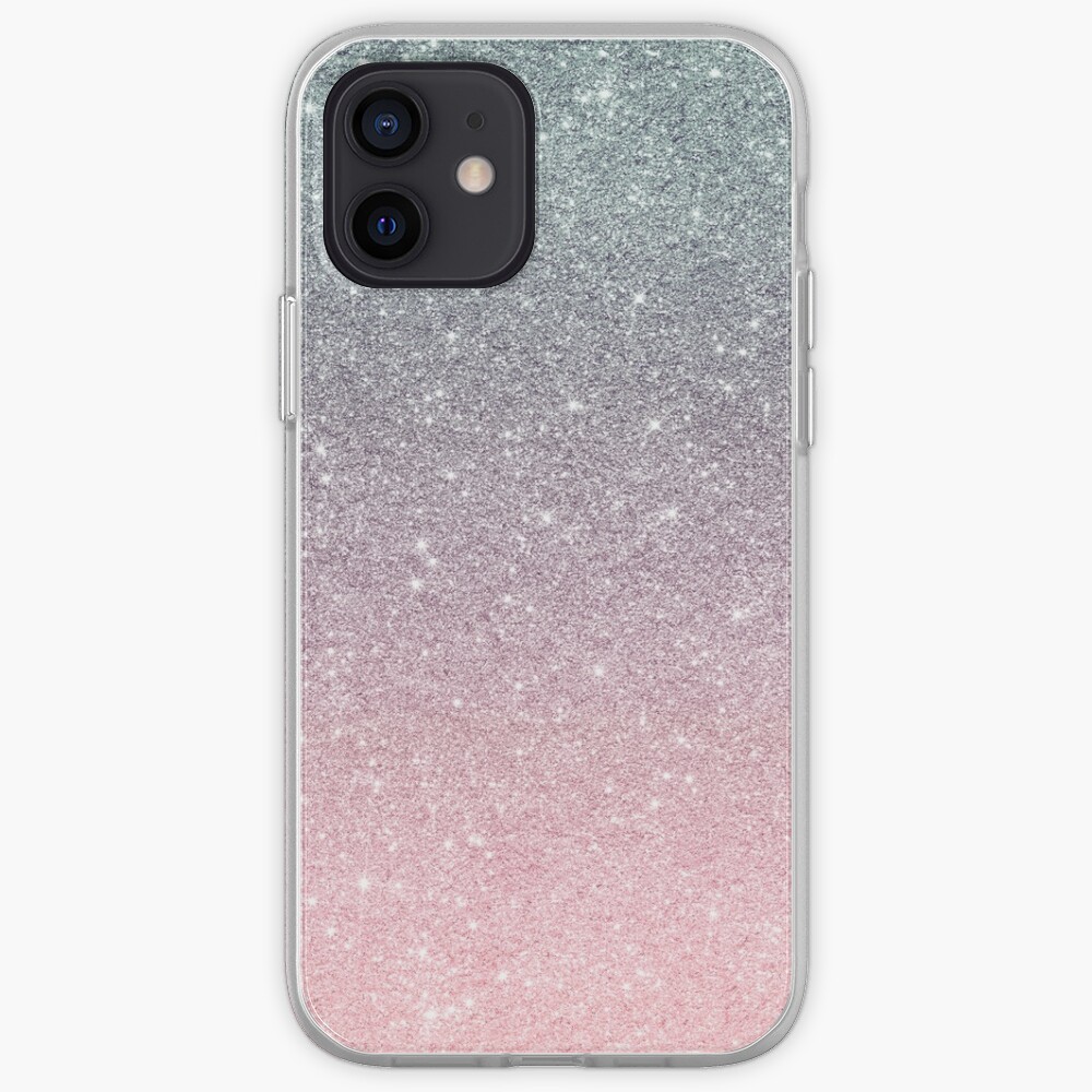 Rose Gold Pink Silver Greysparkle Ombre Glitter Iphone Case Cover By Colorflowart Redbubble