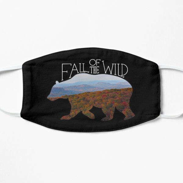 Fall of the Wild Autumn Mountain Wilderness Landscape Bear Silhouette On Black Flat Mask