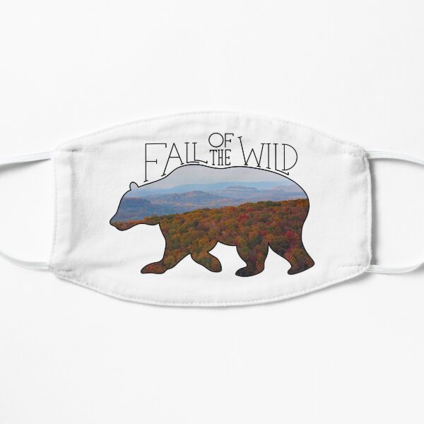 Fall of the Wild Autumn Mountain Wilderness Landscape Bear Silhouette Flat Mask