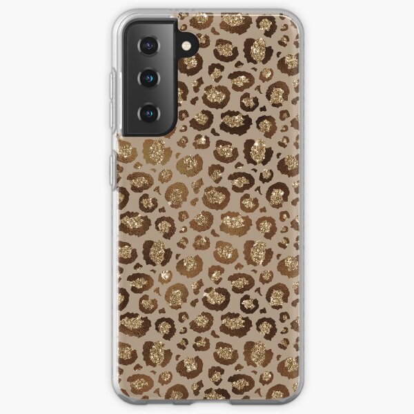 Brown & Gold Glitter Leopard Samsung Galaxy Soft Case