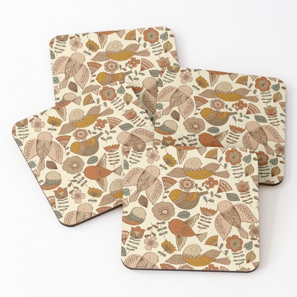 Item preview, Scandinavian Folk Birds Linen designed and sold by Cecilia Mok.