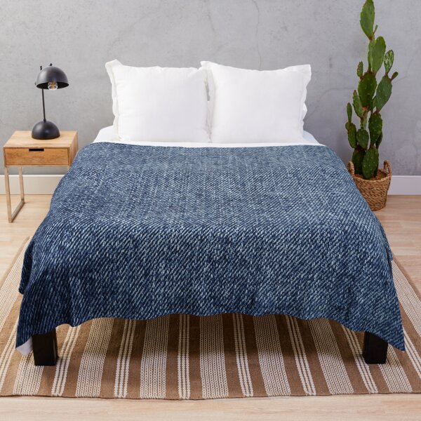 All'asta Patchwork Throw Blanket Denim Indigo Cotton Multi-color 39" x 90" 