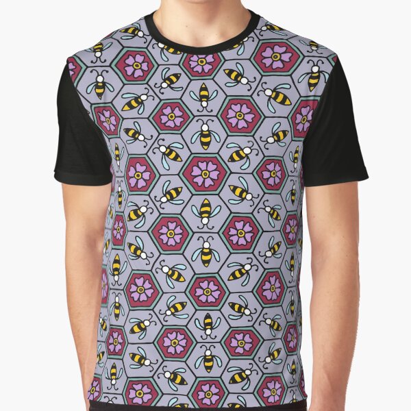 Honey Bees and Honeycombs Purple || Bees || Insects || Bugs || Honey Graphic T-Shirt