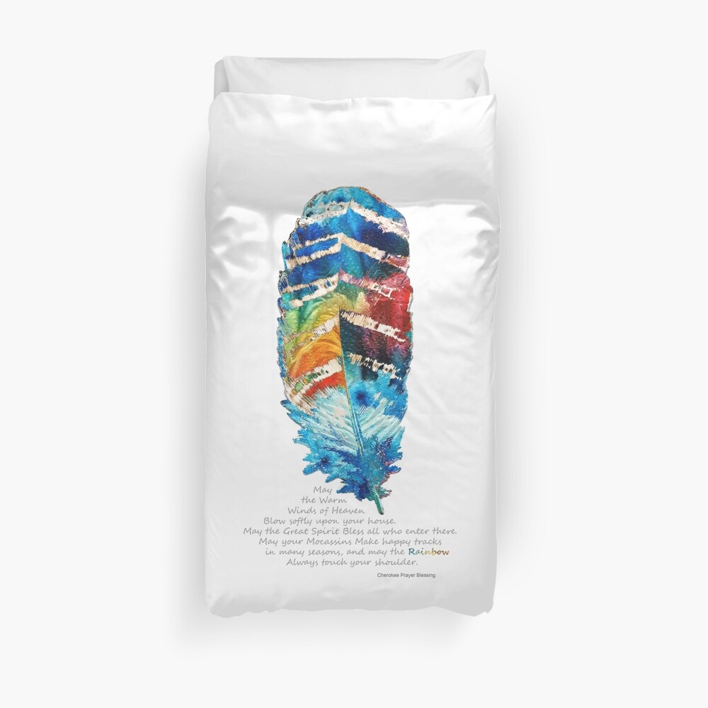 Colorful Feather Art - Cherokee Blessing - By Sharon Cummings Duvet Cover