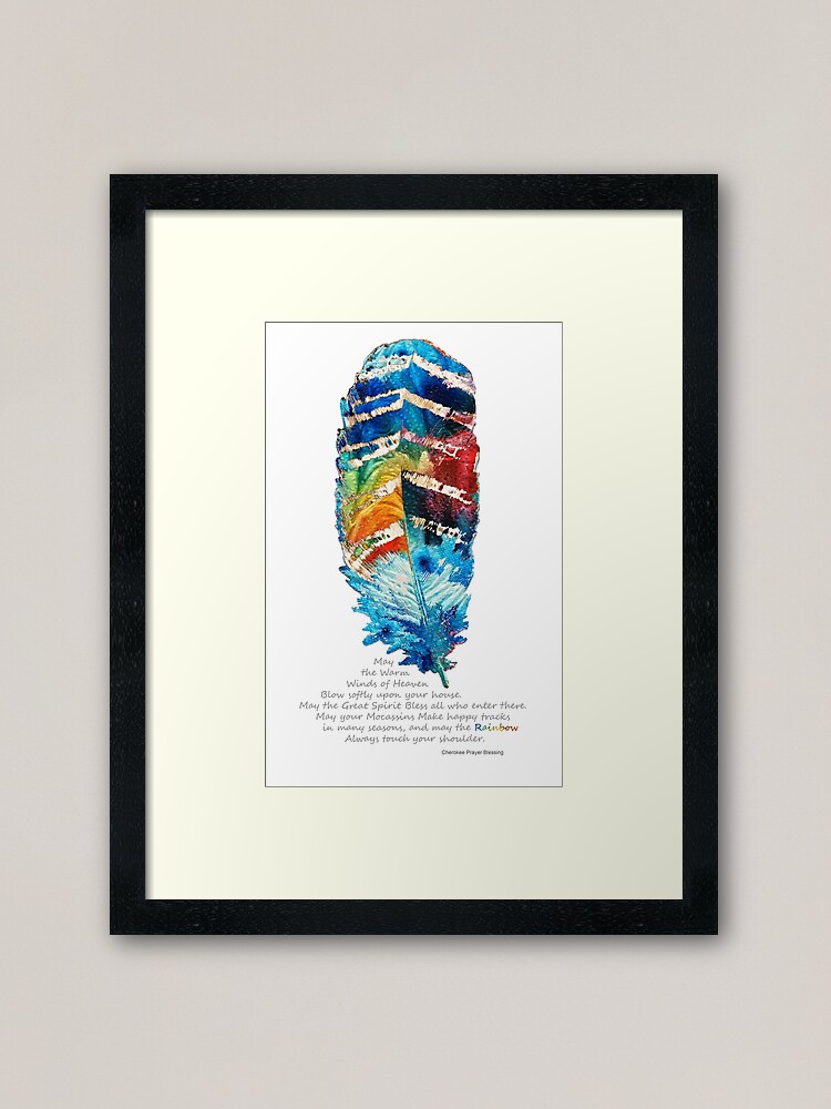 Alternate view of Colorful Feather Art - Cherokee Blessing - By Sharon Cummings Framed Art Print