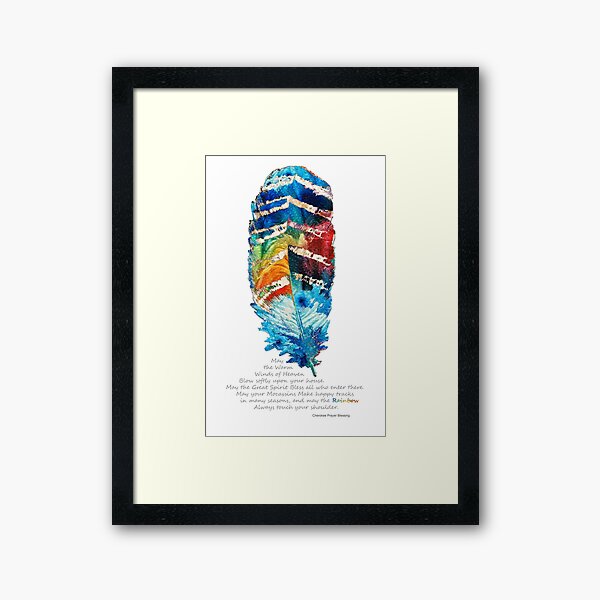 Colorful Feather Art - Cherokee Blessing - By Sharon Cummings Framed Art Print