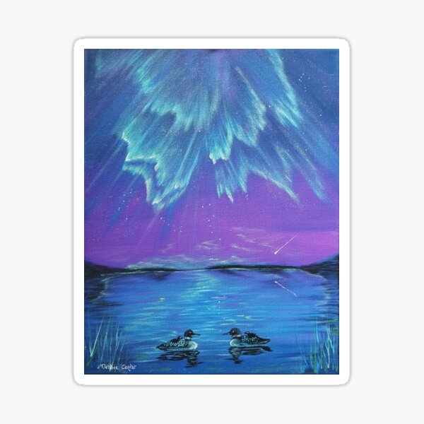Loons Under Northern Lights Sticker