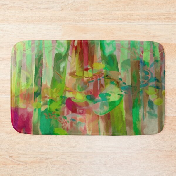 Item preview, Colorful Bright Grren Red Abstract Forest Landscape designed and sold by Femarie Rosario.