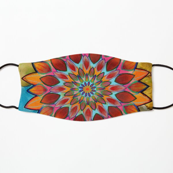 bright floral mandala Kids Mask