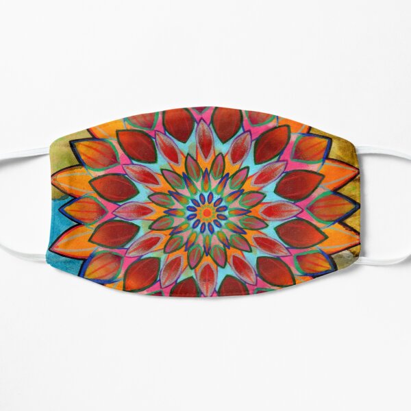bright floral mandala Flat Mask