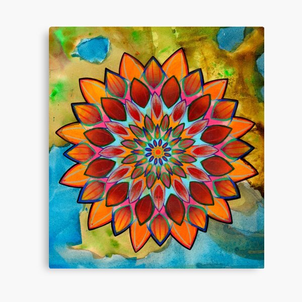 bright floral mandala Canvas Print
