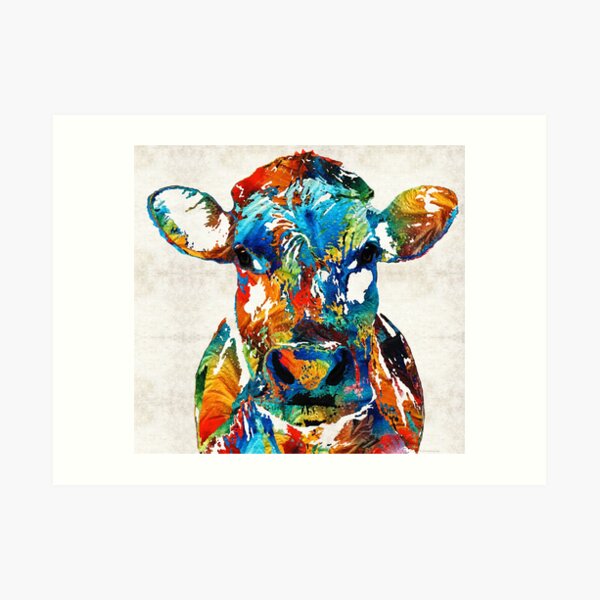 Colorful Cow Art - Mootown - By Sharon Cummings Art Print