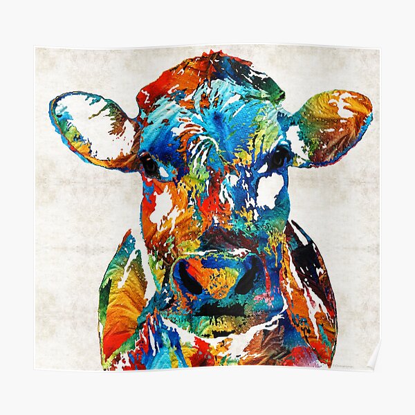 Colorful Cow Art - Mootown - By Sharon Cummings Poster