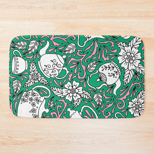 Item preview, Tea Time Green || Tea Pot || Tea Cup || Tea Party designed and sold by Hilary Leslie.