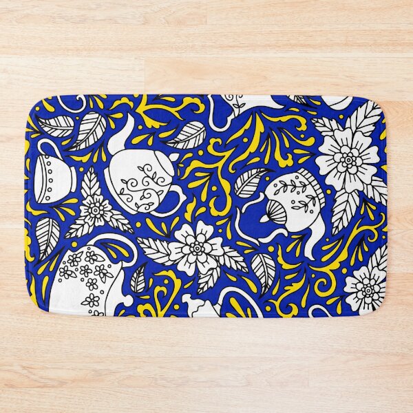 Item preview, Tea Time Blue and Yellow || Tea Pot || Tea Cup || Tea Party designed and sold by Hilary Leslie.