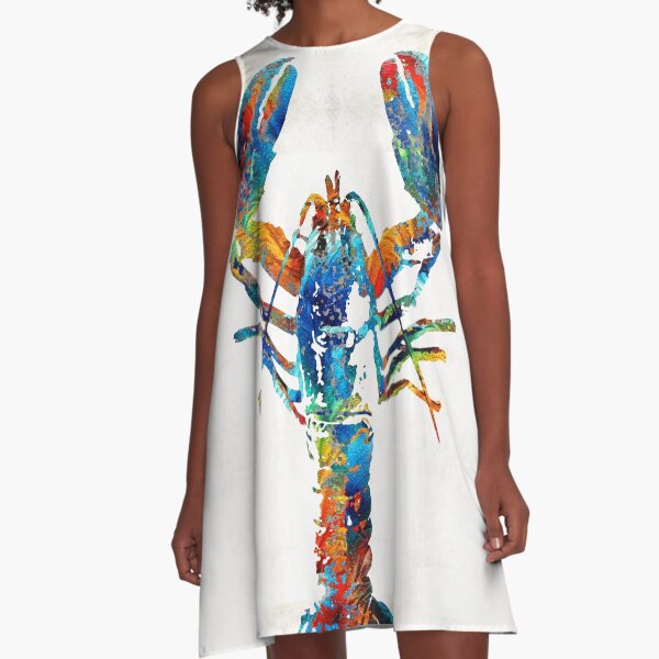 Colorful Lobster Art by Sharon Cummings A-Line Dress