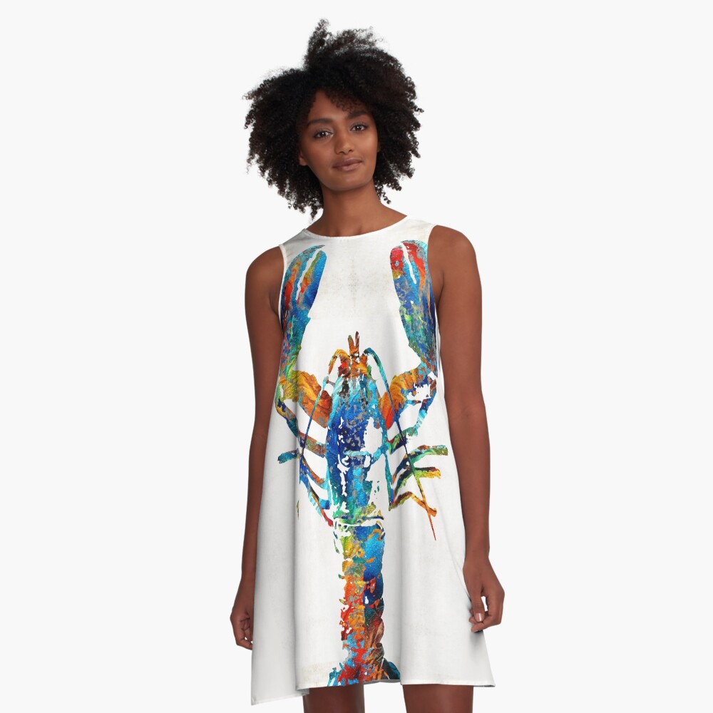 Colorful Lobster Art by Sharon Cummings A-Line Dress
