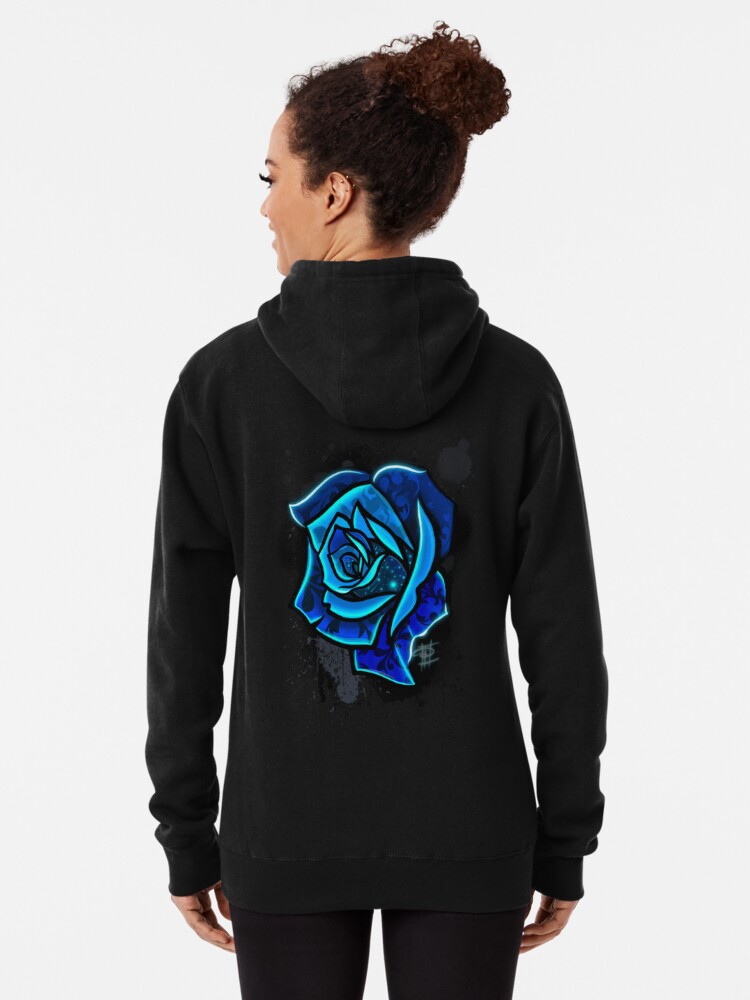 Blue hoodie hot sale with rose